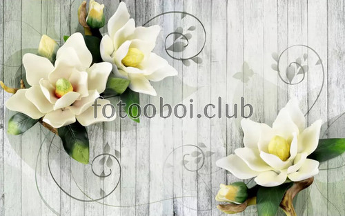 доски, магнолии, цветы, 3д, 3d